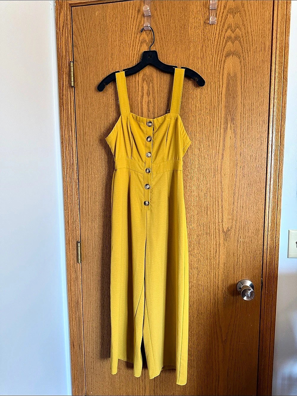 Yellow Button-Front Jumpsuit